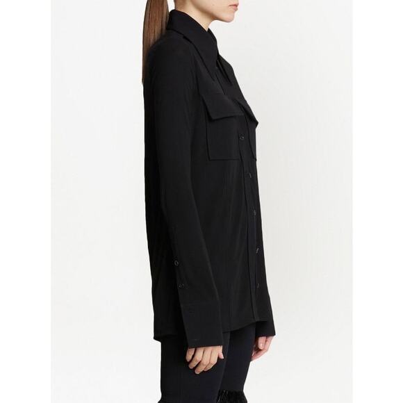 Proenza Schouler Matte Jersey Long Sleeve Button Up Shirt Size 6 - Picture 3 of 16